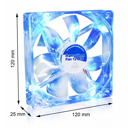 AABCOOLING Super Silent Fan 12 BLAU LED PC Gehäuse LÜFTER 120mm, Kühler, 13,9dB