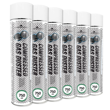 6x Home&Office Compressed Gas Duster 750ml